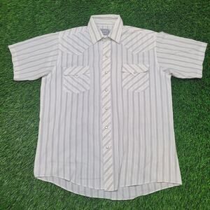 Vintage 70s Rockabilly Western Cowboy Pearl Snap Shirt LT Large Tall 23x31 USA